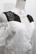 画像4: MA*RS / レース切替半袖ブラウス  白ｘ黒 S-26-04-30-011-EL-BL-HR-ZS (4)