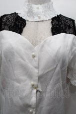 画像6: MA*RS / レース切替半袖ブラウス  白ｘ黒 S-26-04-30-011-EL-BL-HR-ZS (6)