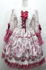 画像1: BABY,THE STARS SHINE BRIGHT / Cinderella きらめく魔法の舞踏会柄ワンピース  白ｘワイン S-26-04-30-018-BA-OP-AS-ZS (1)