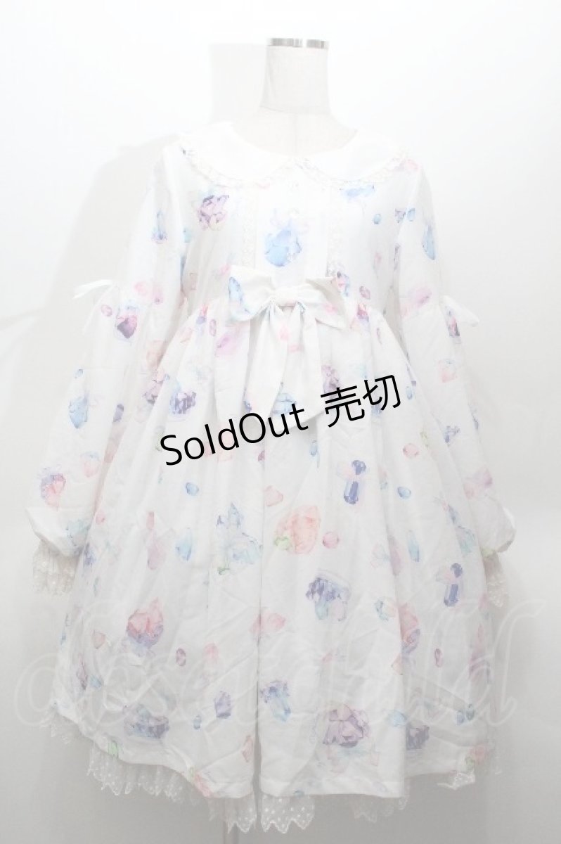 画像1: inori / ジュエルプリントワンピース M 白 S-26-04-30-020-LO-OP-HR-ZS (1)