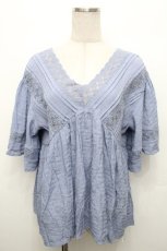 画像1: axes femme / /レース半袖トップス  ブルー S-26-05-02-026-AX-TO-HR-ZS (1)