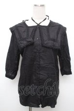 画像1: axes femme / セーラーカラーコットンブラウス  黒 S-26-05-02-028-AX-BL-HR-ZS (1)