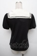 画像2: axes femme POETIQUE / 襟デザイン半袖カットソー  黒ｘアイボリー S-26-05-02-029-AX-TO-HR-ZS (2)