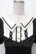 画像3: axes femme POETIQUE / 襟デザイン半袖カットソー  黒ｘアイボリー S-26-05-02-029-AX-TO-HR-ZS (3)