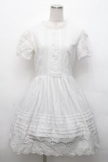 画像1: Jane Marple / ヴィンテージレースのビスクドールワンピース M ホワイトグレー S-26-05-02-032-JM-OP-TE-ZS (1)