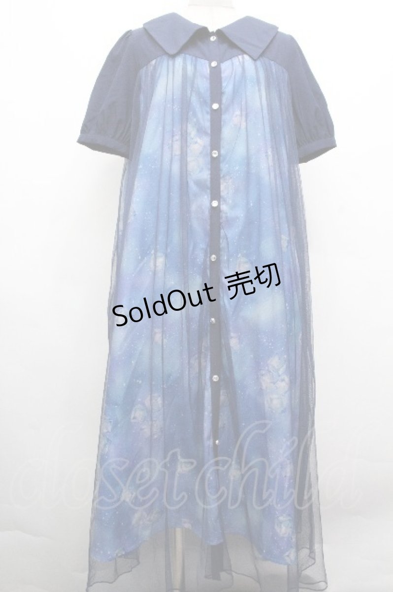 画像1: axes femme / ソーダ柄シャツワンピース  ブルー S-26-05-02-042-AX-OP-HR-ZS (1)
