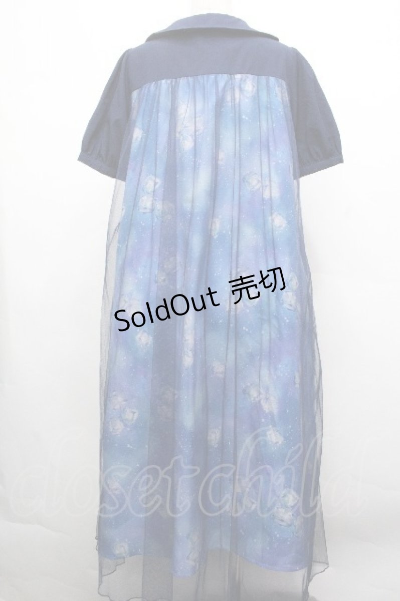 画像2: axes femme / ソーダ柄シャツワンピース  ブルー S-26-05-02-042-AX-OP-HR-ZS (2)