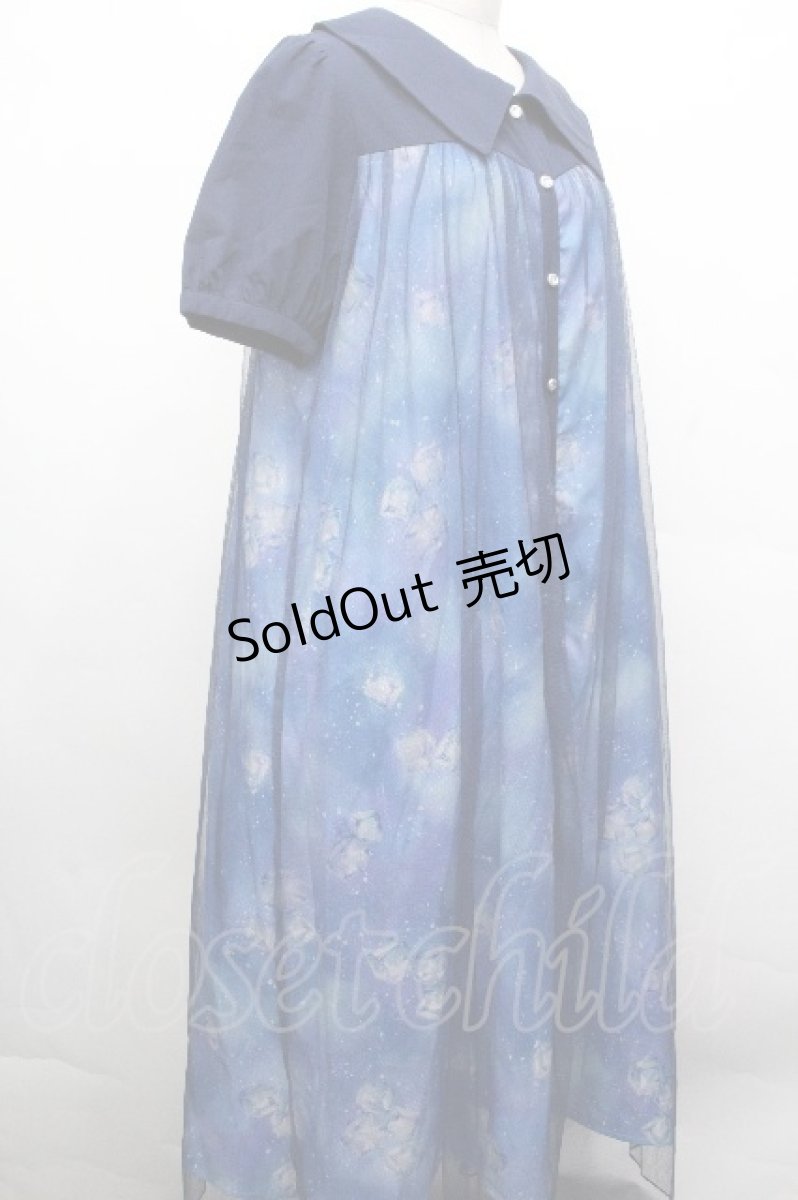 画像3: axes femme / ソーダ柄シャツワンピース  ブルー S-26-05-02-042-AX-OP-HR-ZS (3)