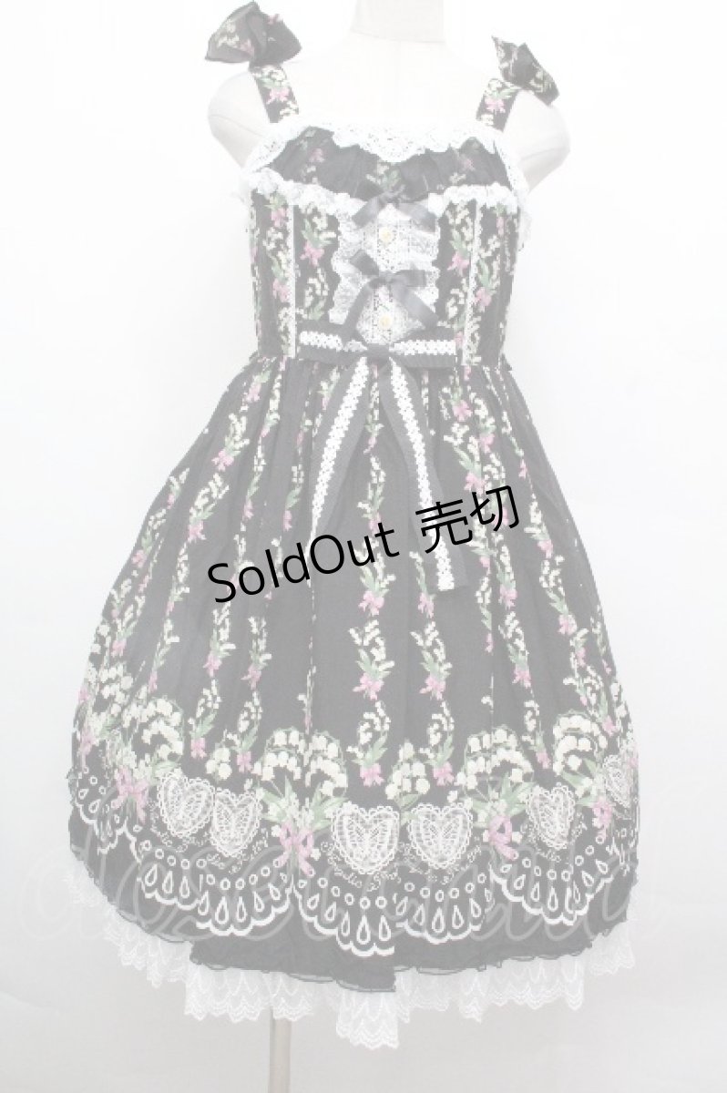 画像1: Angelic Pretty / すずらんBouquetジャンパースカート  黒 S-26-05-02-045-AP-OP-HR-ZS (1)