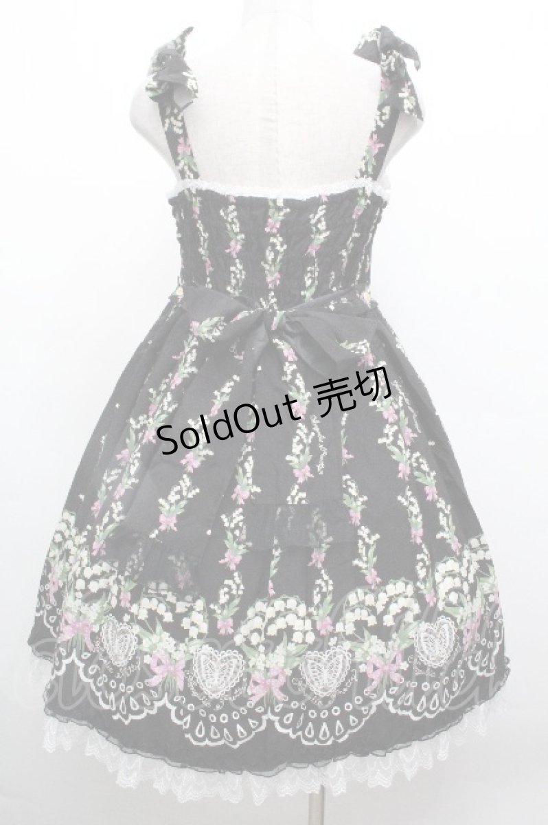 画像2: Angelic Pretty / すずらんBouquetジャンパースカート  黒 S-26-05-02-045-AP-OP-HR-ZS (2)
