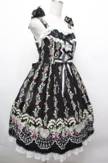 画像3: Angelic Pretty / すずらんBouquetジャンパースカート  黒 S-26-05-02-045-AP-OP-HR-ZS (3)