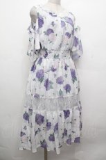 画像3: axes femme / 紫陽花柄ロングワンピース  グレーｘパーープル S-26-05-02-047-AX-OP-HR-ZS (3)