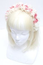 画像1: LOLITA / オーガンジーリボンカチューシャ  アイボリーｘピンク S-26-05-02-007-LO-TO-HR-ZS (1)