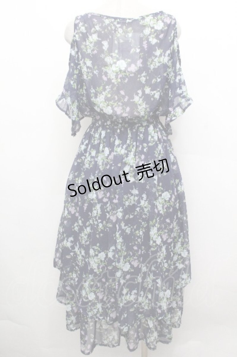 画像2: axes femme / 花柄肩あきワンピース  紺 S-26-05-02-049-AX-OP-HR-ZS (2)