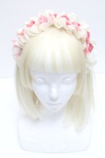 画像2: LOLITA / オーガンジーリボンカチューシャ  アイボリーｘピンク S-26-05-02-007-LO-TO-HR-ZS (2)