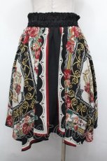 画像2: axes femme / スカーフ柄イレギュラースカート  黒 S-26-05-02-057-AX-SK-HR-ZS (2)