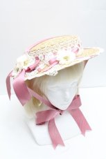 画像1: Chalmiere / フラワーサマーハット  ピンク S-26-05-02-012-AX-AC-HR-ZS (1)
