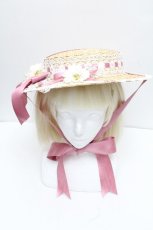 画像2: Chalmiere / フラワーサマーハット  ピンク S-26-05-02-012-AX-AC-HR-ZS (2)