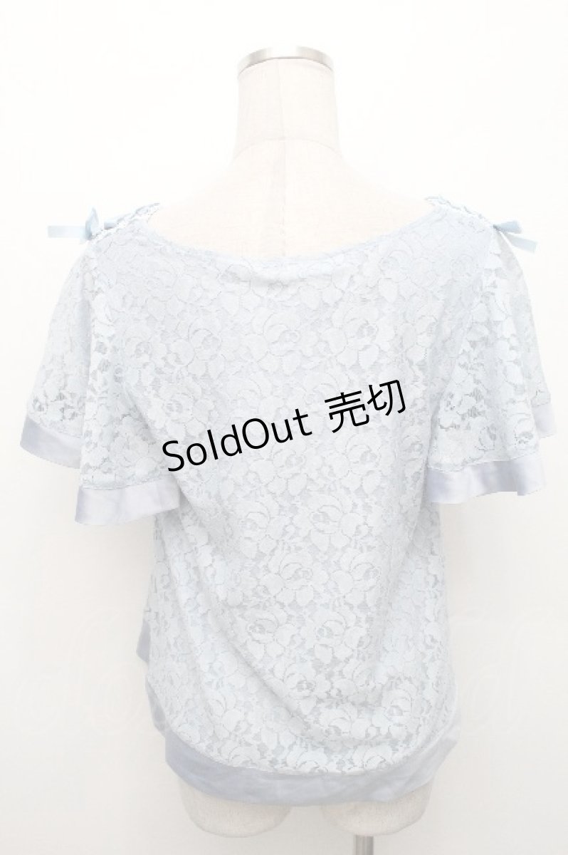 画像2: axes femme / レース半袖カットソー  サックス S-26-05-03-036-AX-TO-HR-ZS (2)