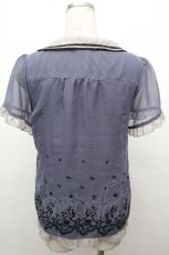 画像2: axes femme / フロッキープリント半袖ブラウス M ブルー S-26-05-03-038-AX-BL-HR-ZS (2)
