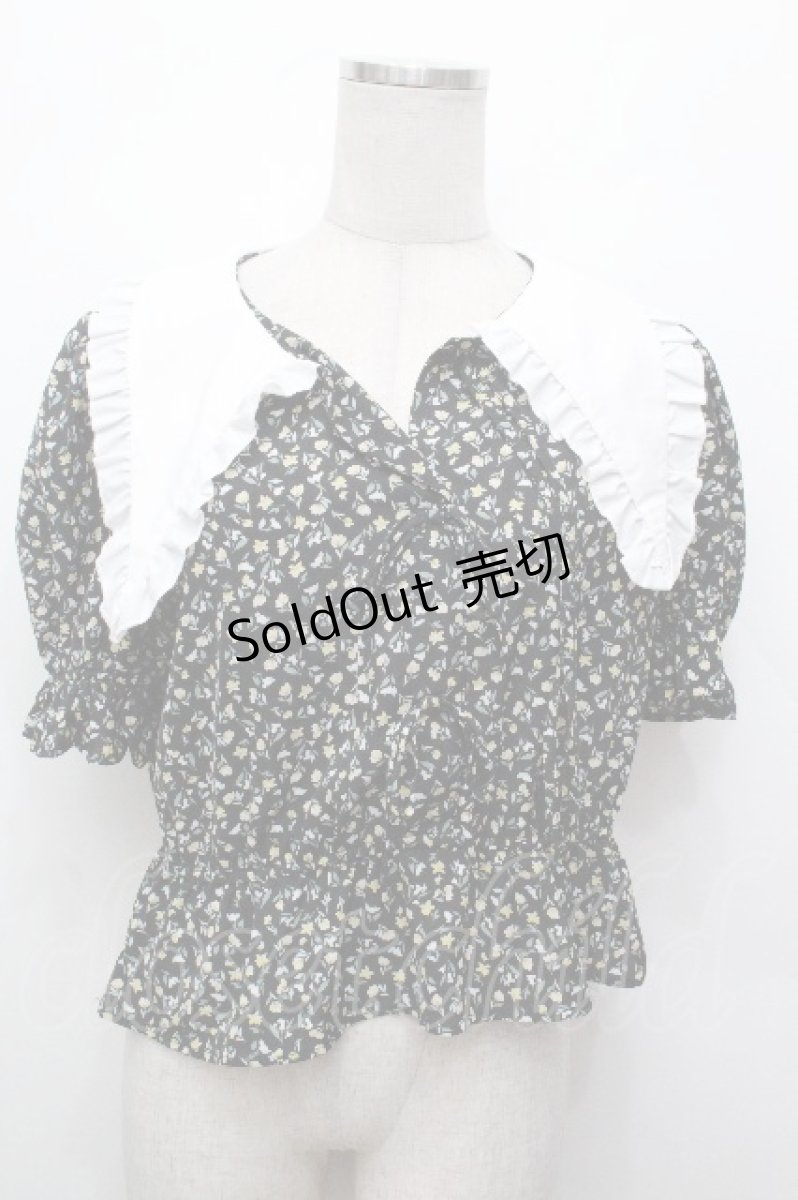 画像1: axes femme POETIQUE / ビッグフリル襟リボンブラウス  黒 S-26-05-03-041-AX-BL-HR-ZS (1)