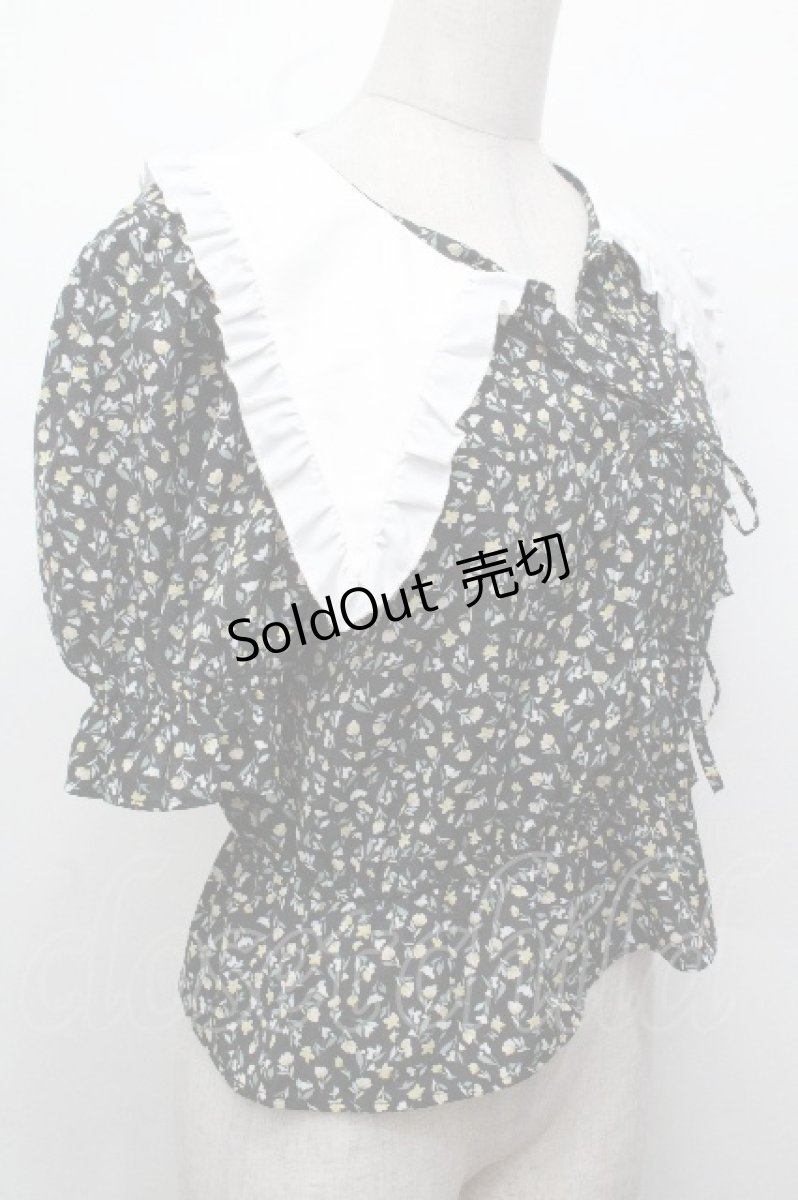 画像3: axes femme POETIQUE / ビッグフリル襟リボンブラウス  黒 S-26-05-03-041-AX-BL-HR-ZS (3)