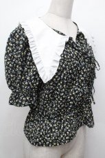 画像3: axes femme POETIQUE / ビッグフリル襟リボンブラウス  黒 S-26-05-03-041-AX-BL-HR-ZS (3)