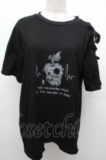 画像1: NieR Clothing / 肩開きプリントTシャツ  黒 S-26-05-03-046-PU-TS-HR-ZS (1)