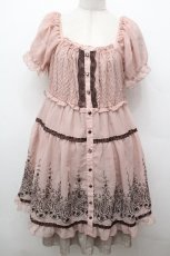 画像1: axes femme / 花刺繍シフォンチュニック M ピンクベージュ S-26-05-03-052-AX-TS-HR-ZS (1)