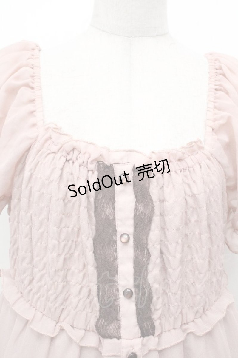 画像4: axes femme / 花刺繍シフォンチュニック M ピンクベージュ S-26-05-03-052-AX-TS-HR-ZS (4)
