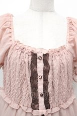 画像4: axes femme / 花刺繍シフォンチュニック M ピンクベージュ S-26-05-03-052-AX-TS-HR-ZS (4)