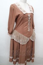 画像3: axes femme / レース切替ワンピース M ブラウン S-26-05-03-053-AX-PA-HR-ZS (3)