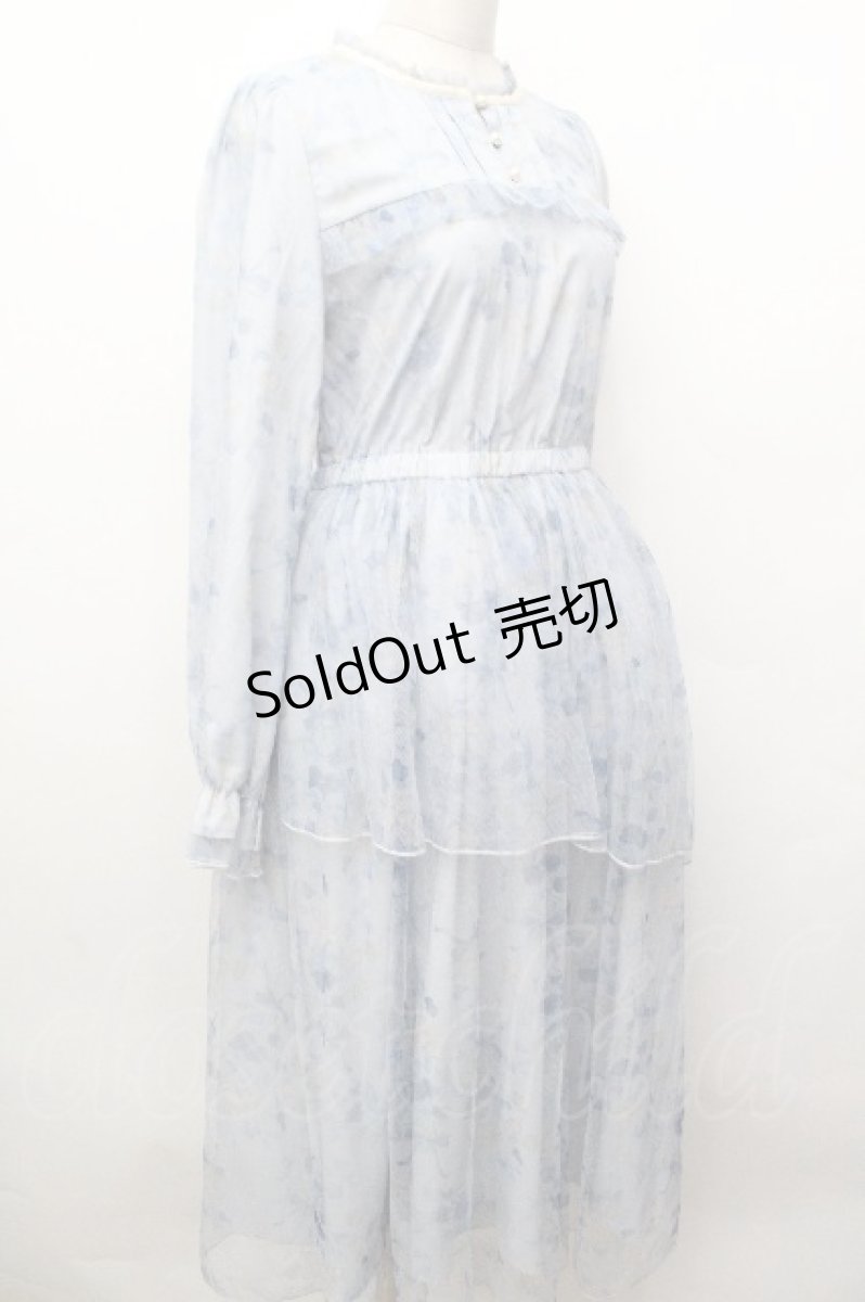 画像3: axes femme / スイートピー柄チュールワンピース  サックス S-26-05-03-055-AX-OP-HR-ZS (3)