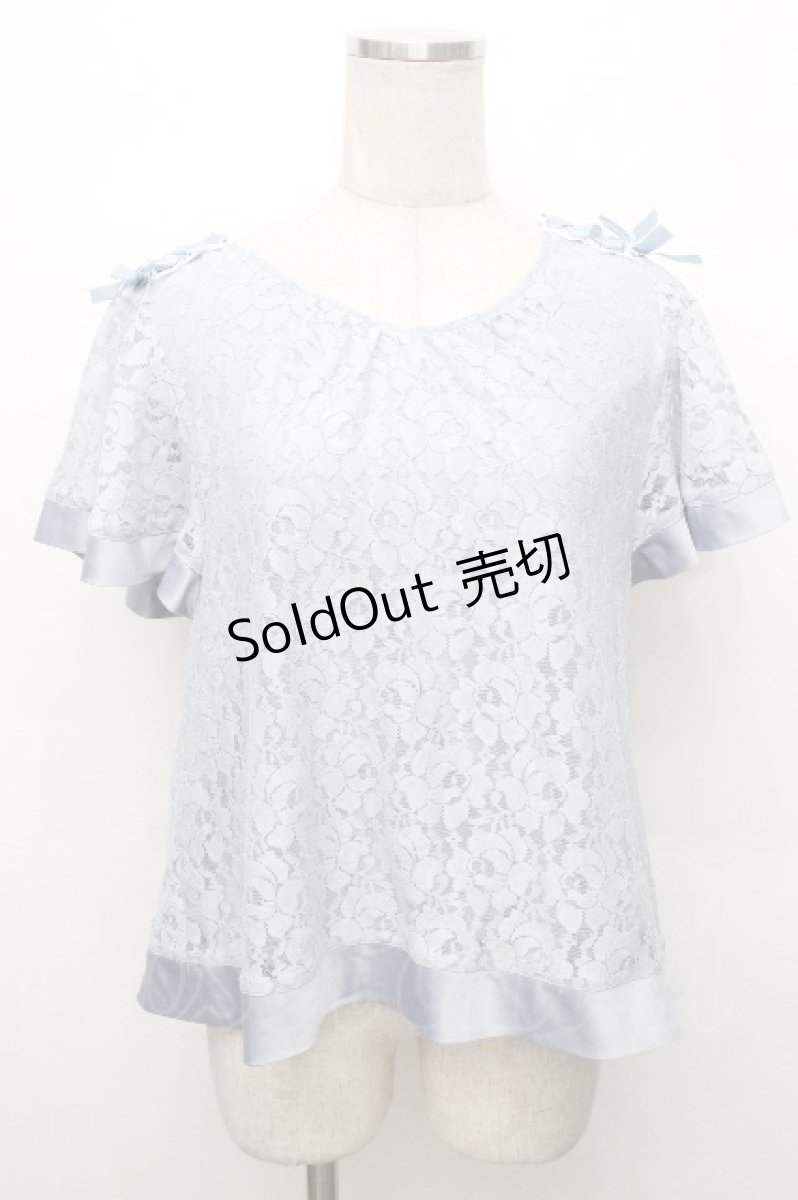 画像1: axes femme / レース半袖カットソー  サックス S-26-05-03-036-AX-TO-HR-ZS (1)
