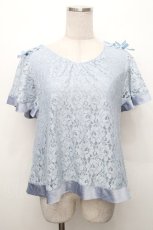 画像1: axes femme / レース半袖カットソー  サックス S-26-05-03-036-AX-TO-HR-ZS (1)