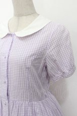 画像3: F i.n.t / 貝殻刺繍ギンガムワンピース  紫ｘ白 S-26-05-04-051-CA-SK-HR-ZS (3)