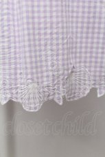 画像4: F i.n.t / 貝殻刺繍ギンガムワンピース  紫ｘ白 S-26-05-04-051-CA-SK-HR-ZS (4)