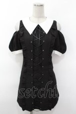 画像1: Bubbles / レースアップオフショルワンピース  黒 S-26-05-04-054-LO-TO-TE-ZS (1)
