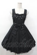 画像1: Angelic Pretty / ストライプロゴジャガードジャンパースカート  黒 S-26-05-04-059-AP-OP-HR-ZS (1)