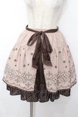 画像1: axes femme / 裾シフォン刺繍入りスカート  アワピンクｘブラウン S-26-05-04-062-AX-SK-HR-ZS (1)