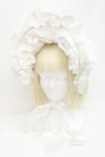 画像1: LOLITA / バラリボンレースハーフボンネット  白 S-26-05-04-023-LO-OP-HR-ZS (1)
