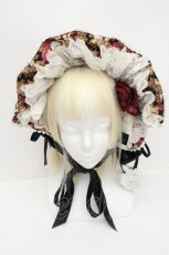 画像2: ALICE and the PIRATES / 追憶のオーナメントローズ柄ボンネット  黒×キナリ S-26-05-04-024-PA-AC-HR-ZS (2)