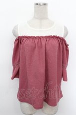 画像1: axes femme / 肩開きドットチュール切替プルオーバー  ピンク S-26-05-05-036-AX-TO-HR-ZS (1)