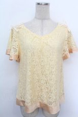 画像1: axes femme / レース半袖カットソー  キナリ S-26-05-05-037-AX-TO-HR-ZS (1)