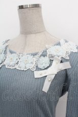 画像3: axes femme / フラワーリボンテレコTシャツ  サックス S-26-05-05-038-AX-TO-HR-ZS (3)