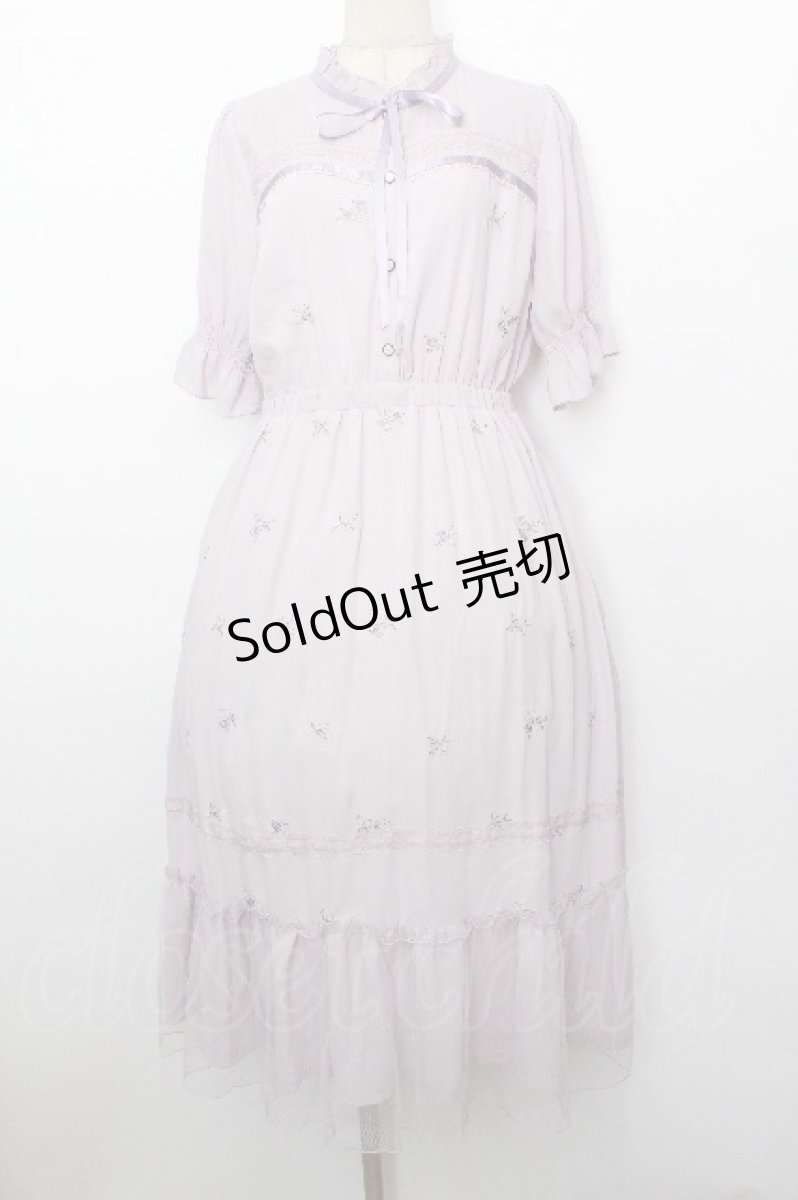画像1: axes femme / ローズ刺繍ワンピース  ラベンダー S-26-05-05-049-AX-OP-HR-ZS (1)