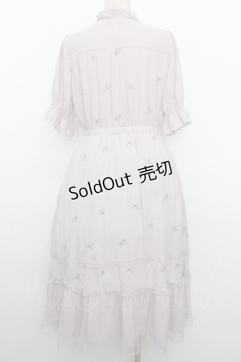 画像2: axes femme / ローズ刺繍ワンピース  ラベンダー S-26-05-05-049-AX-OP-HR-ZS (2)