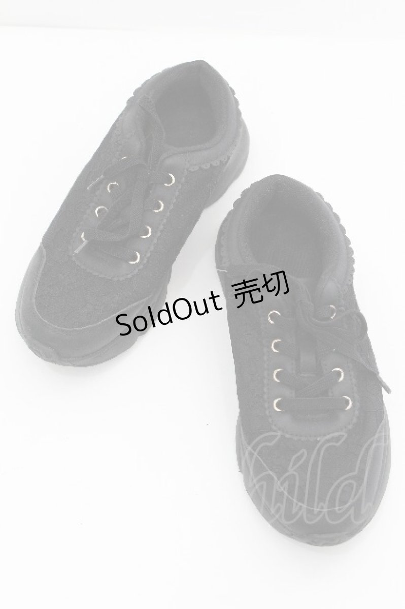 画像1: m petit by misako / リボンレース スニーカー L 黒 S-26-05-05-1018-LO-SH-AS-ZS (1)