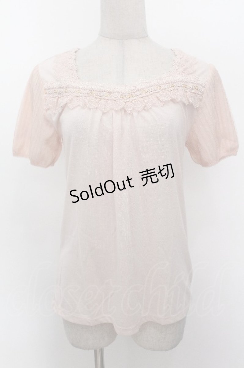 画像1: axes femme / レースデザイントップス  ピンク S-26-05-06-006-AX-TO-AS-ZS (1)