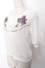 画像3: axes femme / ラベンダー刺繍リブカーデ  キナリ S-26-05-06-011-AX-TO-HR-ZS (3)